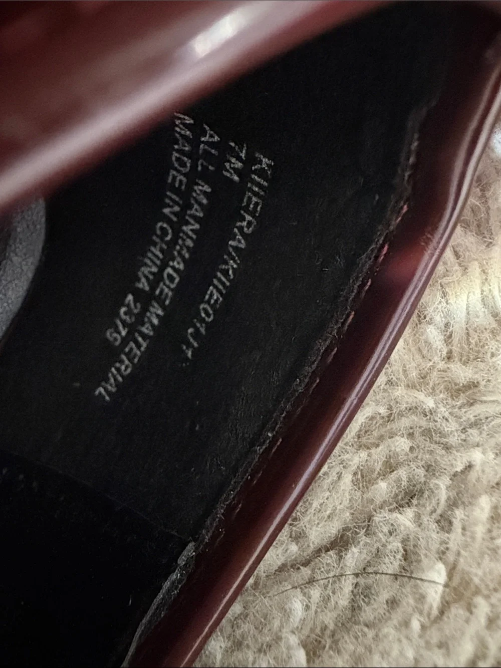 Madden Girl burgandy brown-mahogany platform loafers with heels.